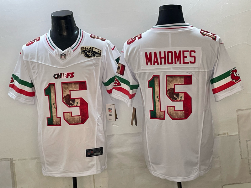 Men Kansas City Chiefs #15 Mahomes White Nike NFL Jersey 101201